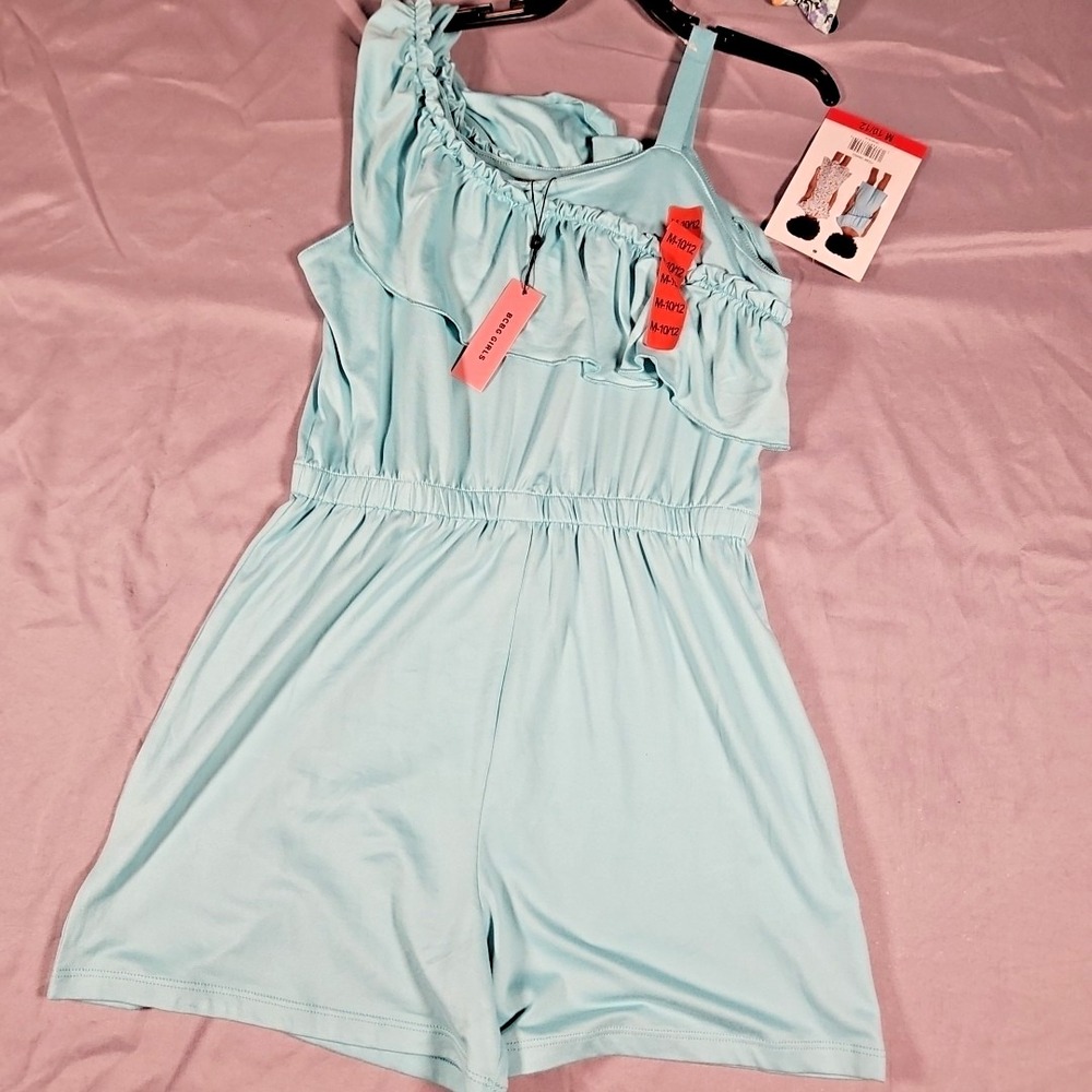 BCBG Girls 2-Pack Romper and Dress M (10/12) Aruba Blue NWT - Picture 2 of 4